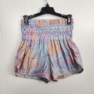 FP Movement Shorts Womens XS Smocked‎ High Rise Printed Activewear Lined